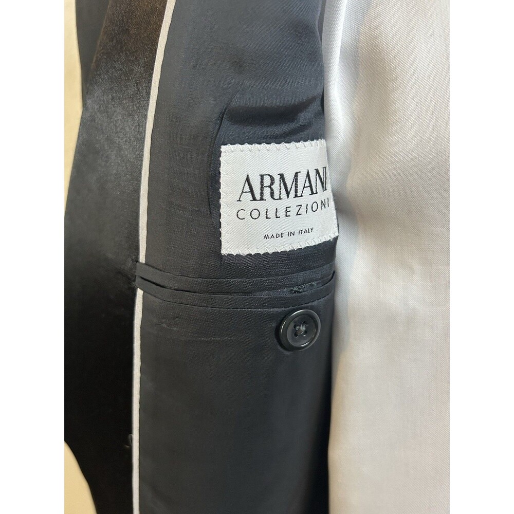 Armani Collezioni 42 R Tailored Fit Wool 1 Button Black Tuxedo Blazer Sport Coat - Picture 3 of 16